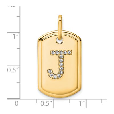 14K Yellow Gold 1/6 ct tw Diamond Dog Tag Initial J Charm – view 2